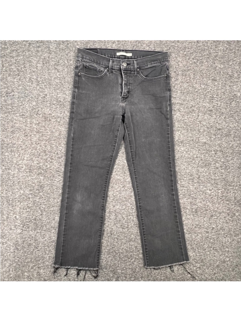 Levi's‎ 314 Shaping Straight Jeans Womens 30 Washed Black Raw Hem Faded Black